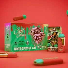 Watermelon Runtz 2G Disposable Vape – Cali Clear Watermelon Runtz Cali Clear 2G Disposable Vape with Liquid Diamonds